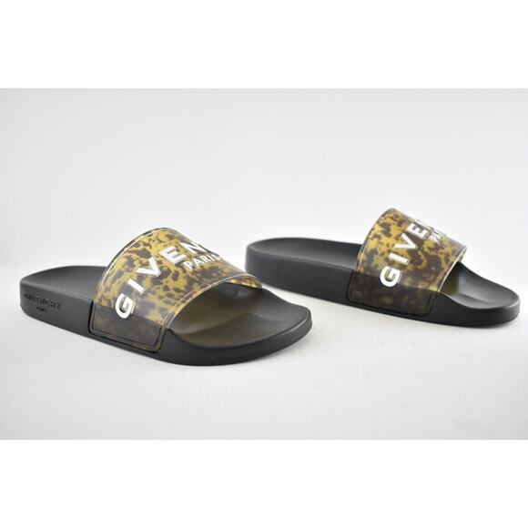 Givenchy Marble Effect Black Yellow Logo Slide On Pool Sandal Flip Flop Flat 35 - Picture 2 of 12